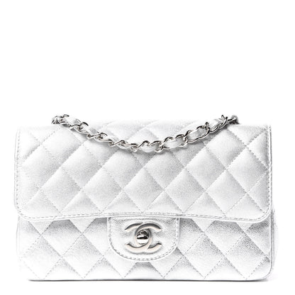 Chanel Metallic Lambskin Quilted Mini Rectangular Flap Silver 1 of 9