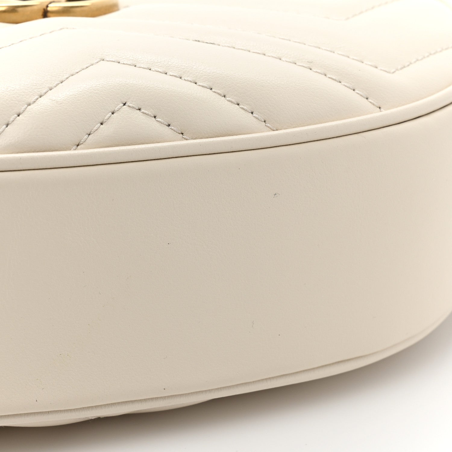 Gucci Calfskin Matelasse Chevron Mini GG Marmont Half Moon Hobo Mystic White 14 of 14