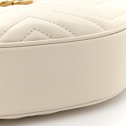Gucci Calfskin Matelasse Chevron Mini GG Marmont Half Moon Hobo Mystic White 14 of 14