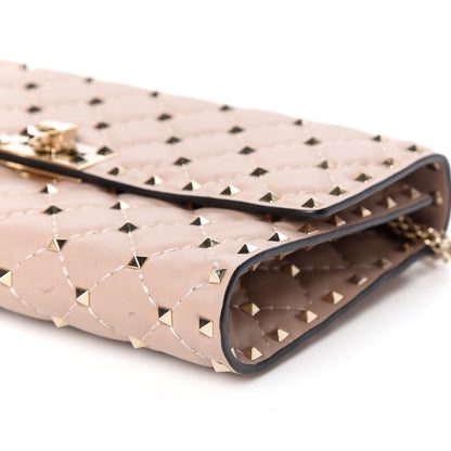 Valentino Garavani Lambskin Rockstud Spike Wallet on Chain Poudre 8 of 8