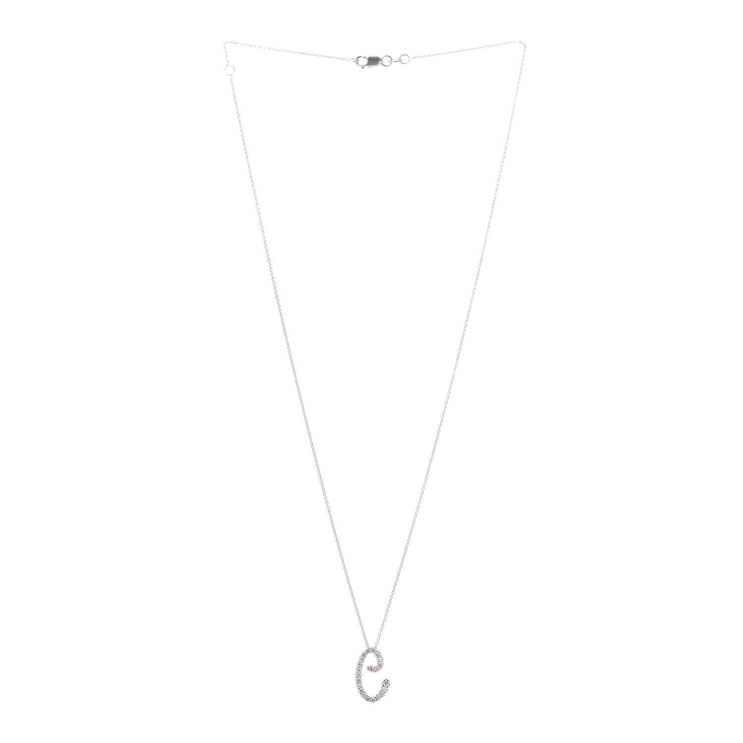 Roberto Coin 18K White Gold Diamond Cursive Initial C Pendant Necklace 3 of 6