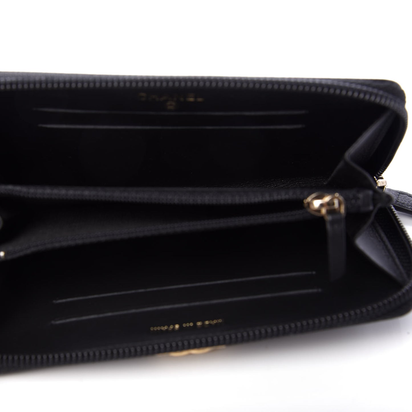 Caviar Quilted Small Boy Zip Around Wallet Black