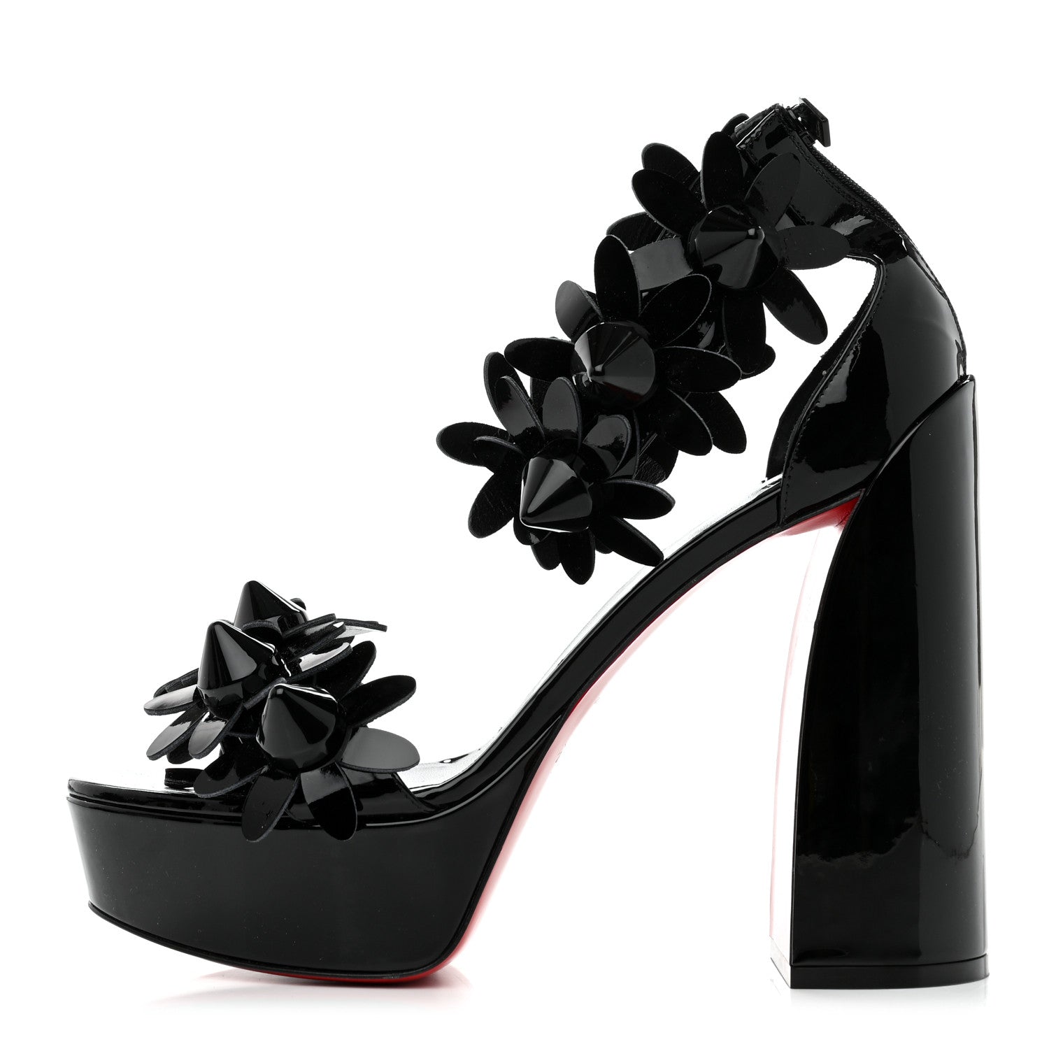 Christian Louboutin Patent Daisy Spikes Alta 130 Platform Sandals 39.5 Black 1 of 8