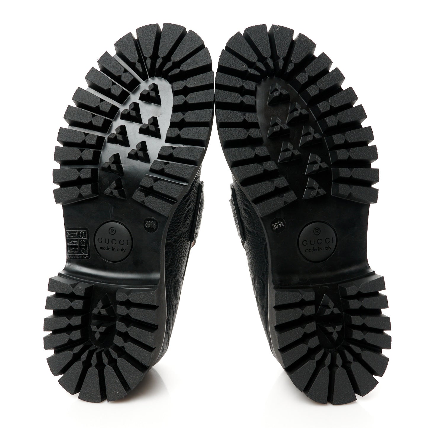 Piuma Calfskin Embossed Womens Platform Lug Sole Loafers 39.5 Black