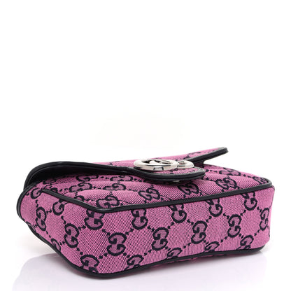 Gucci Monogram Multicolor Matelasse Diagonal Super Mini GG Marmont Shoulder Bag Pink Blue 4 of 9