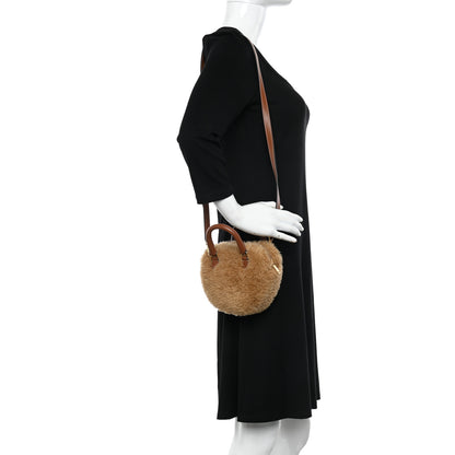 Celine Calfskin Fluffy Shearling Bag Beige 2 of 11