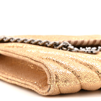 Stella McCartney Metallic Shaggy Deer Chevron Quilted Mini Fold Over Falabella Gold 8 of 9