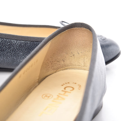 Chanel Metallic Calfskin Cap Toe CC Ballerina Flats 38.5 Silver 12 of 18