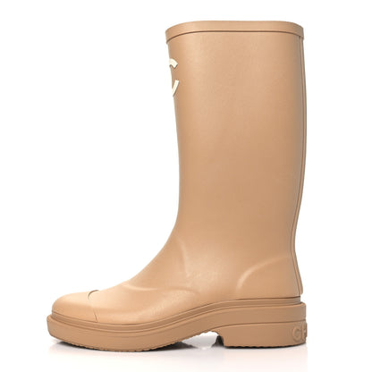 Chanel Caoutchouk CC High Boots 36 Beige 1 of 9