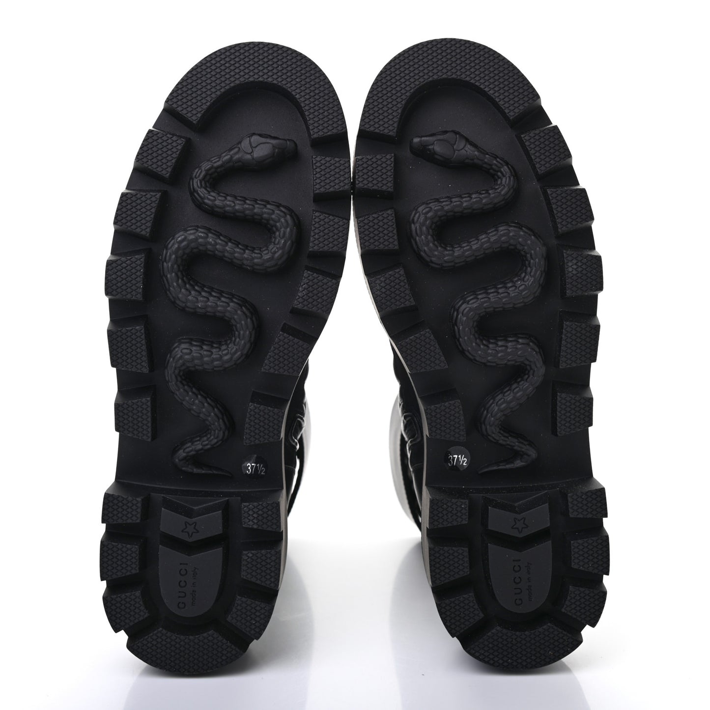 Nappa Frances GG Matelasse Platform Combat Boots 37.5 Black