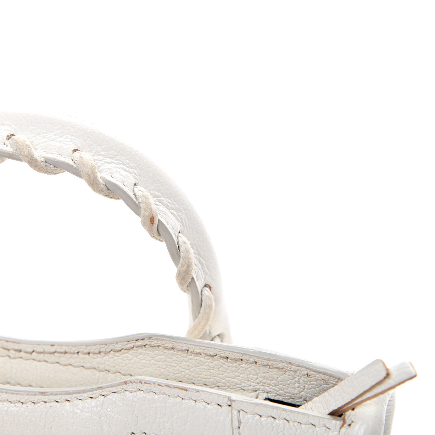 Chevre Silver Metallic Edge Hardware Nano City White