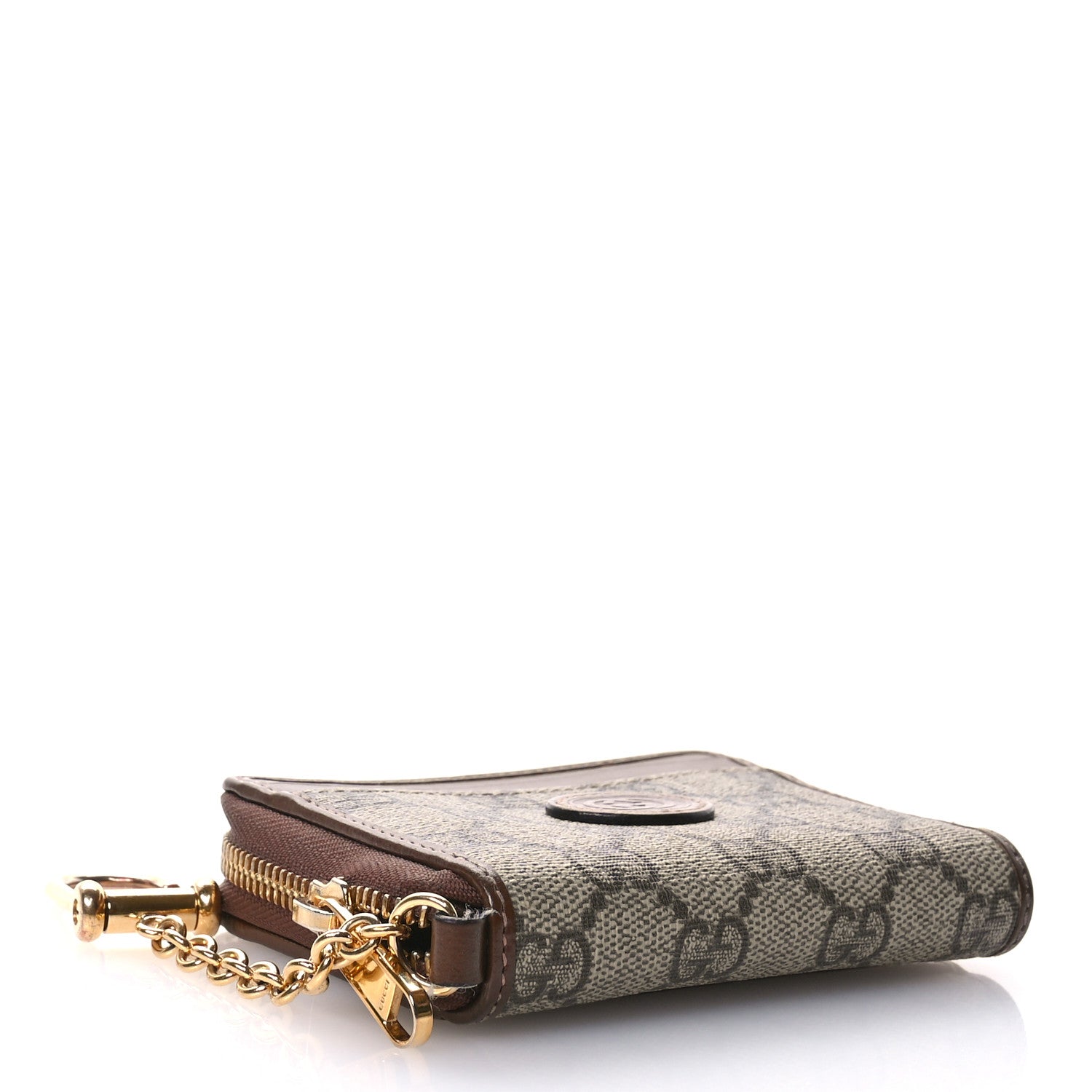 Gucci GG Supreme Monogram Azalea Calfskin Retro Interlocking G Compact Wallet Beige Ebony Brown Sugar 4 of 9