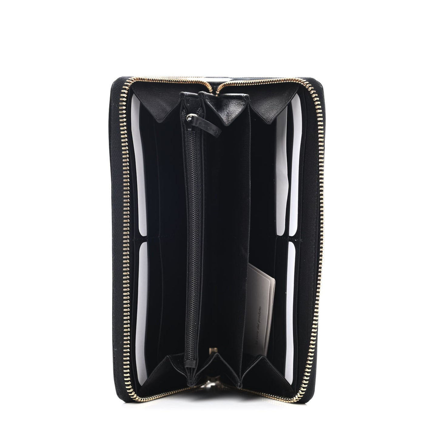 Patent Calfskin Soho Zip Around Wallet Black