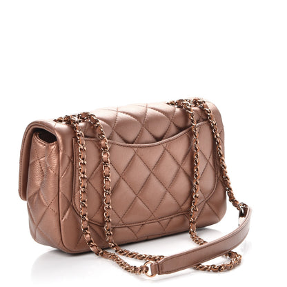 Chanel Iridescent Goatskin Quilted Small CC Eyelet Flap Copper 2 of 9