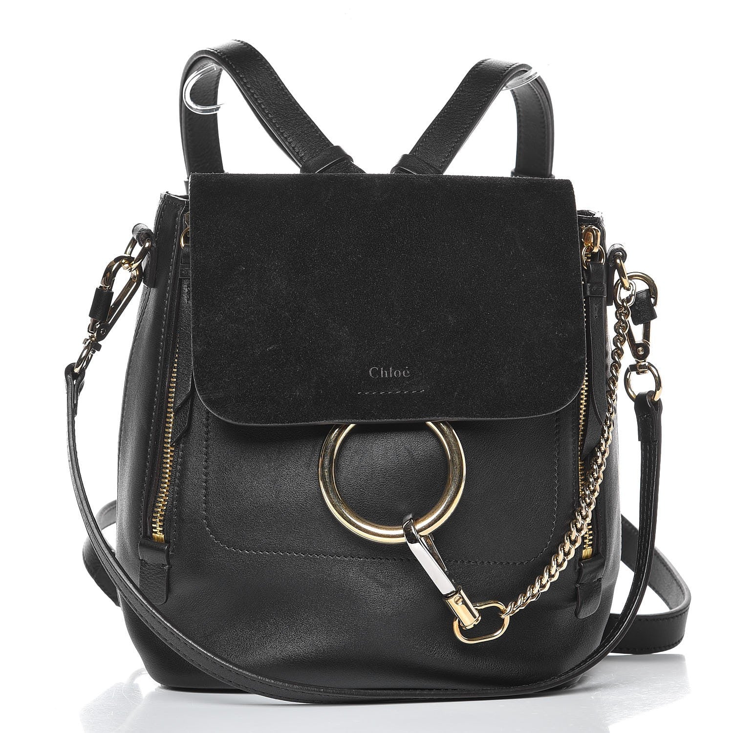 Chloe Suede Calfskin Medium Faye Backpack Black 1 of 7
