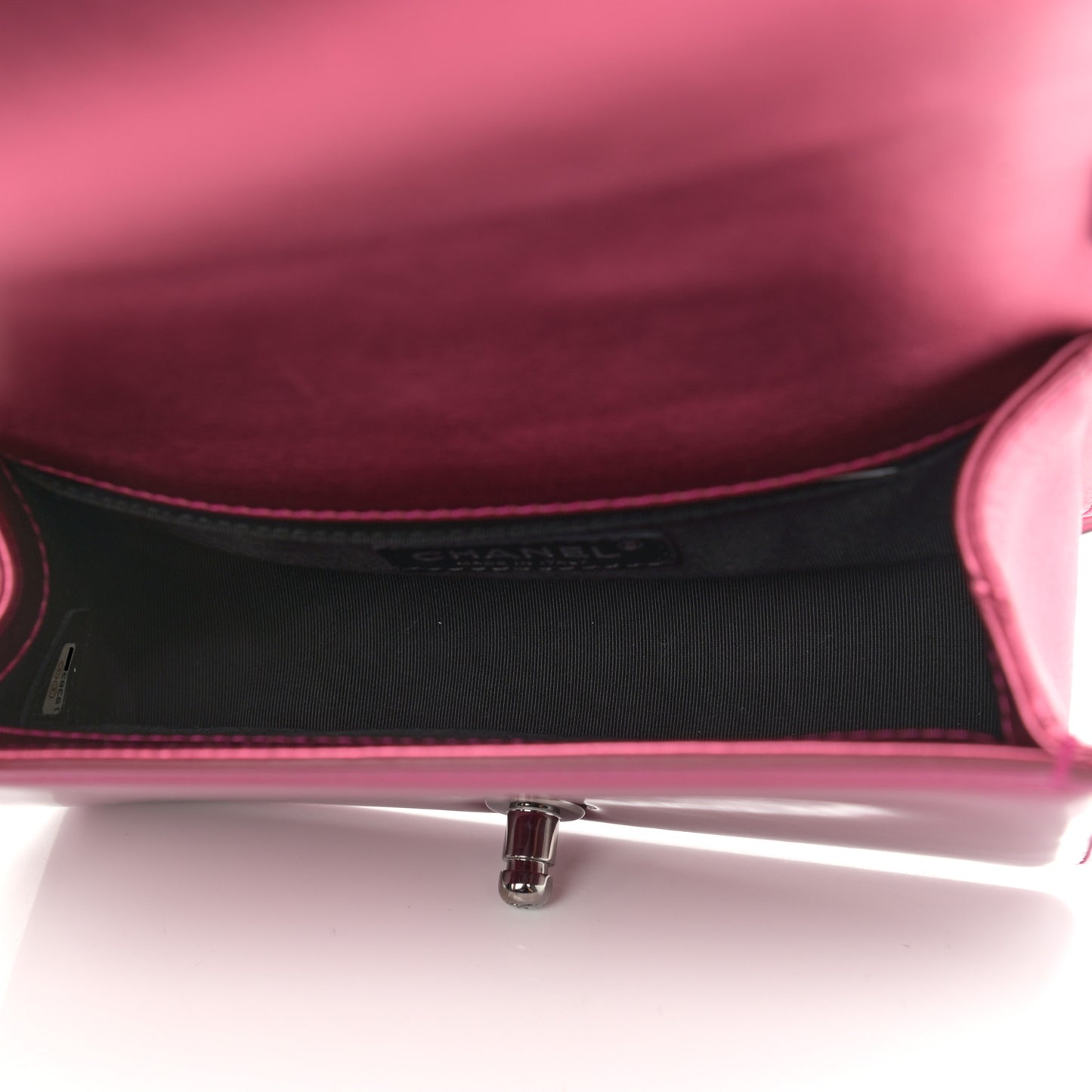 Metallic Patent Calfskin Quilted Small Boy Flap Pink