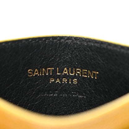 Saint Laurent Grain De Poudre Matelasse Chevron Monogram Credit Card Case Light Chartreuse 7 of 8