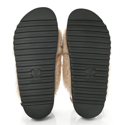 Louis Vuitton Shearling Calfskin Paseo Flat Comfort Sandal 38.5 Beige 5 of 13