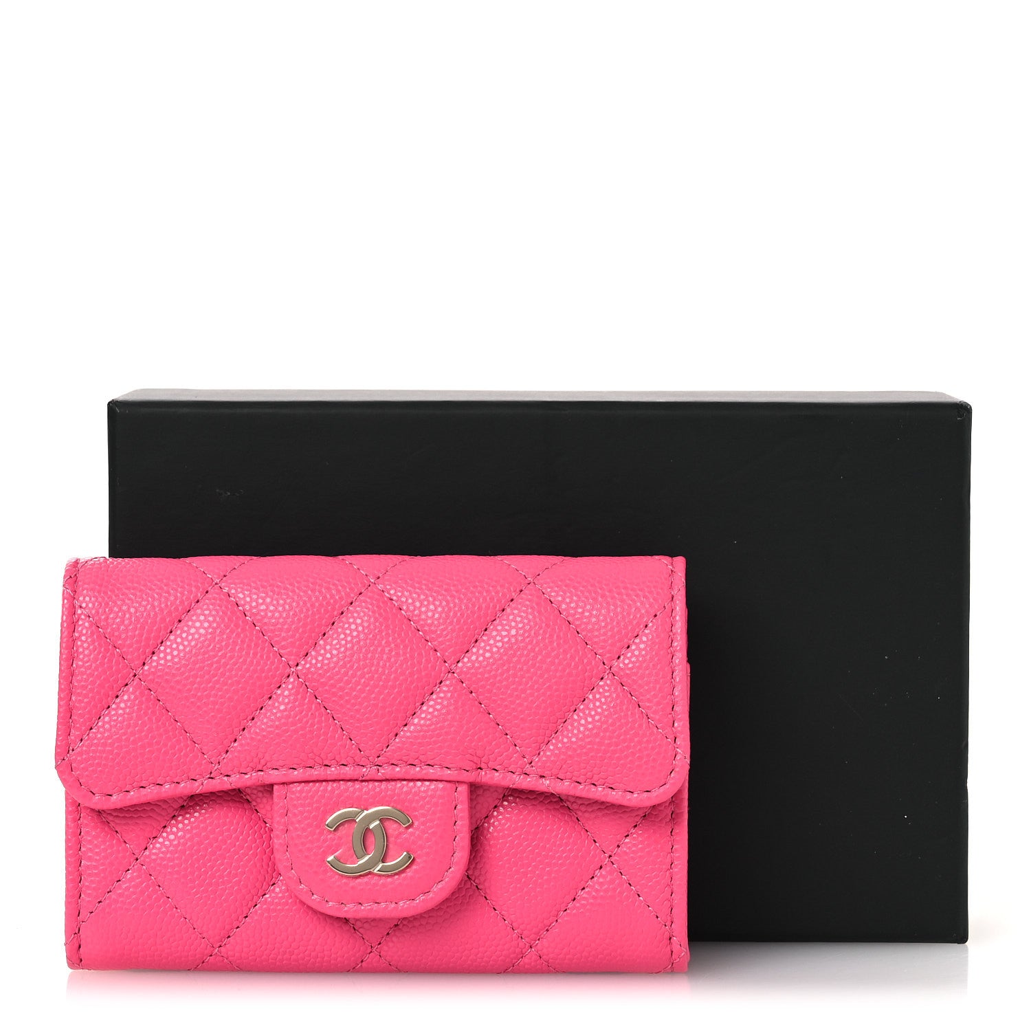 Chanel Caviar Quilted Flap Card Holder Wallet Pink 10 of 10