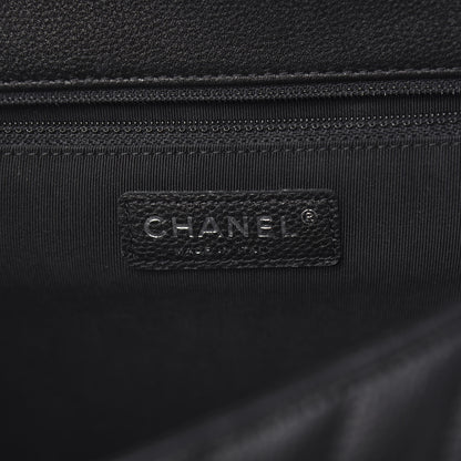 Chanel Caviar Chevron Quilted Large Puffy CC Flap Black 5 of 9