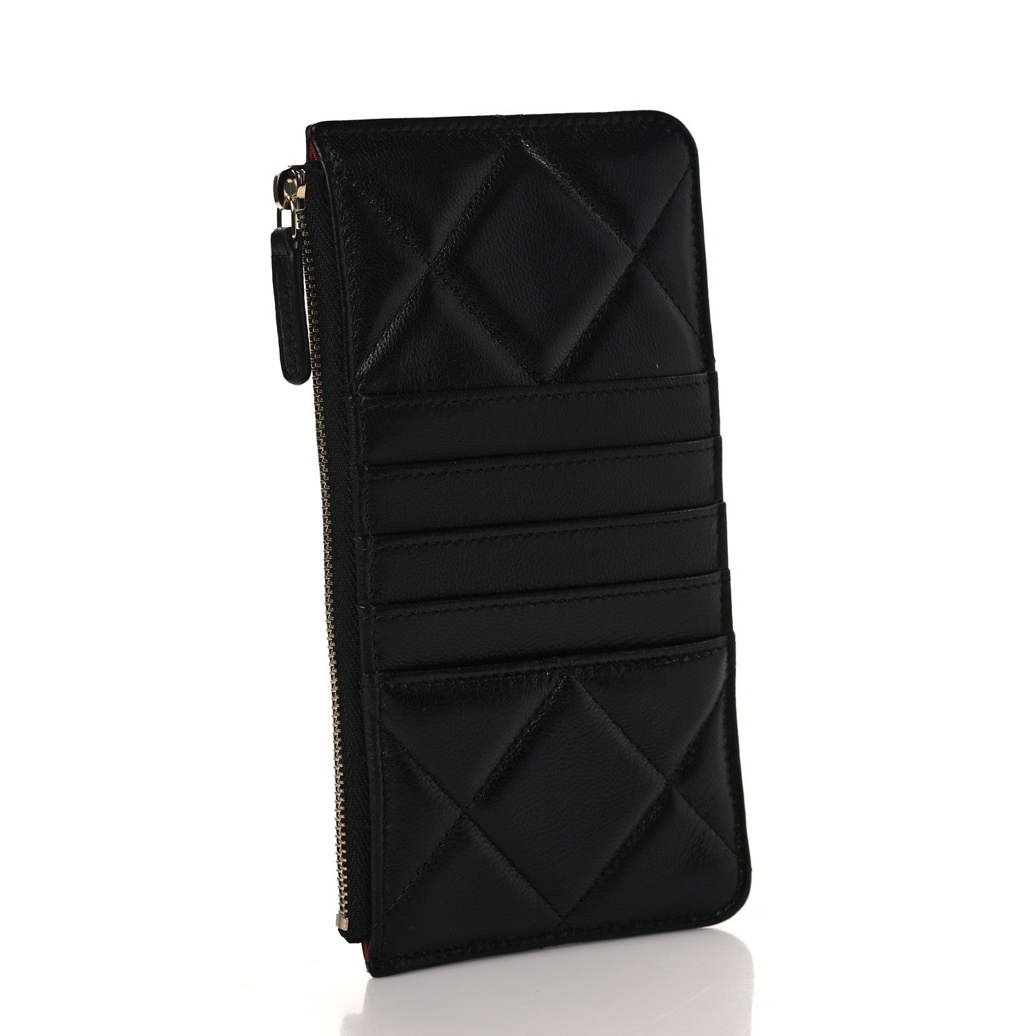 Chanel Shiny Goatskin Quilted Chanel 19 Phone and Card Holder Black 3 of 9