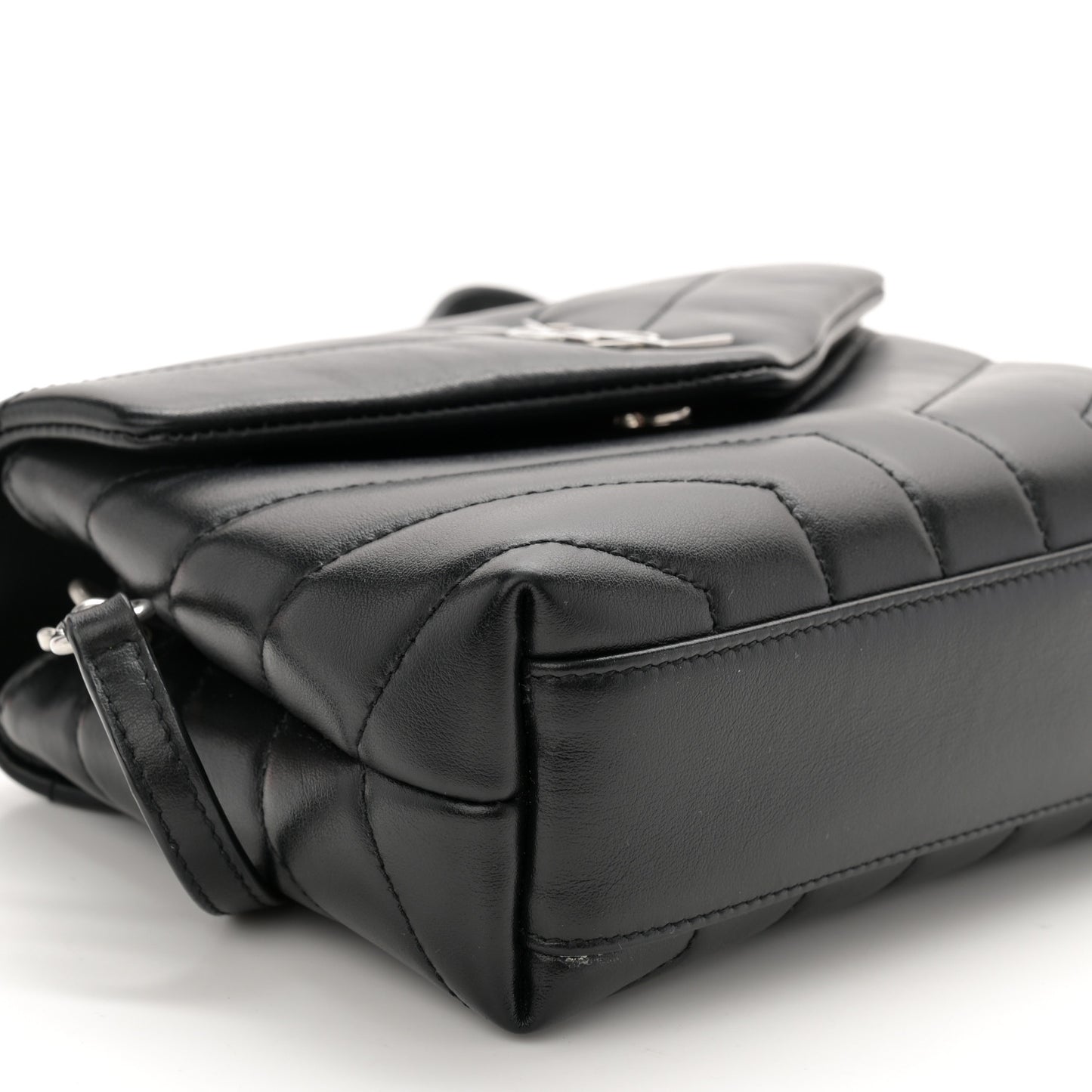 Calfskin Y Quilted Monogram Toy Loulou Crossbody Bag Black