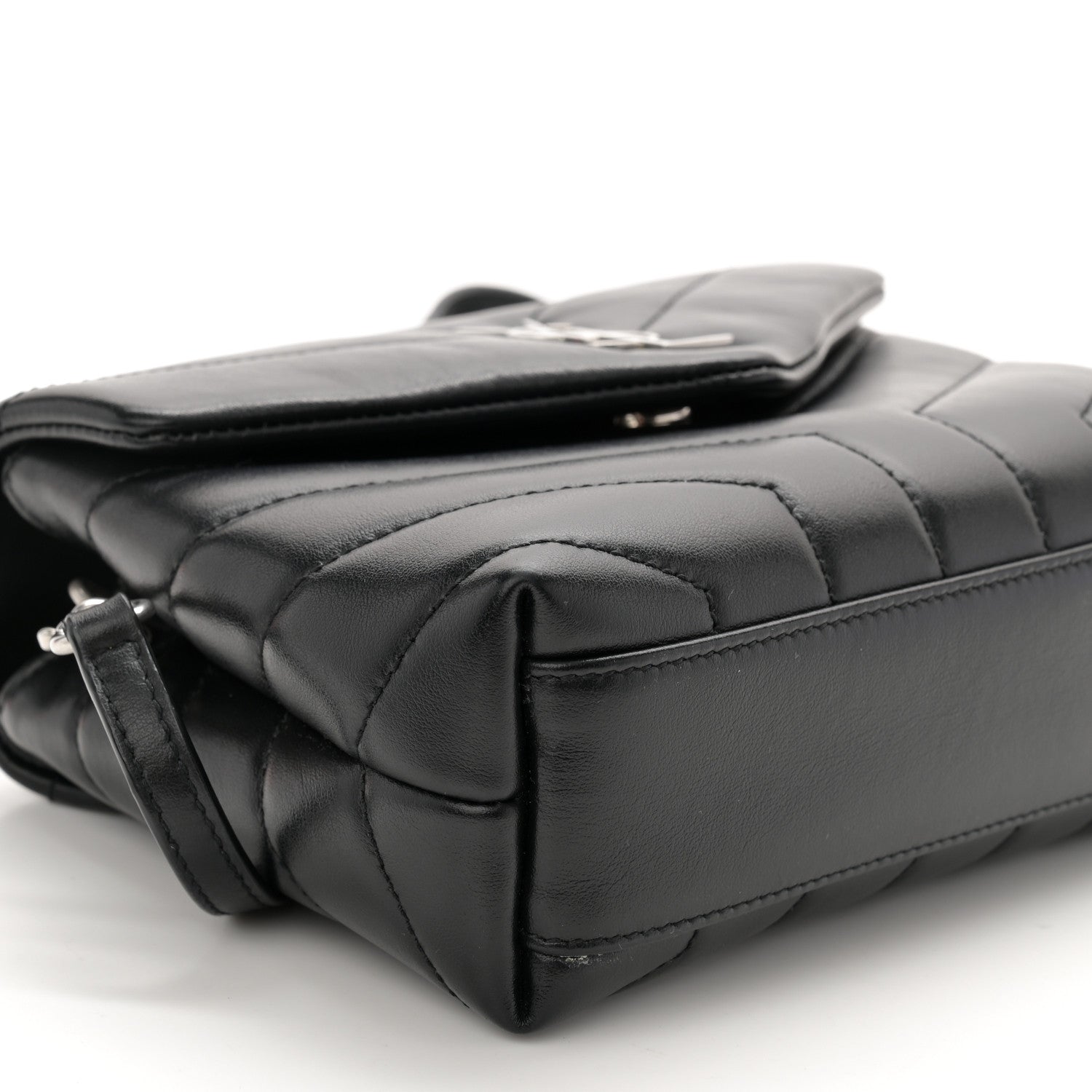 Saint Laurent Calfskin Y Quilted Monogram Toy Loulou Crossbody Bag Black 8 of 12