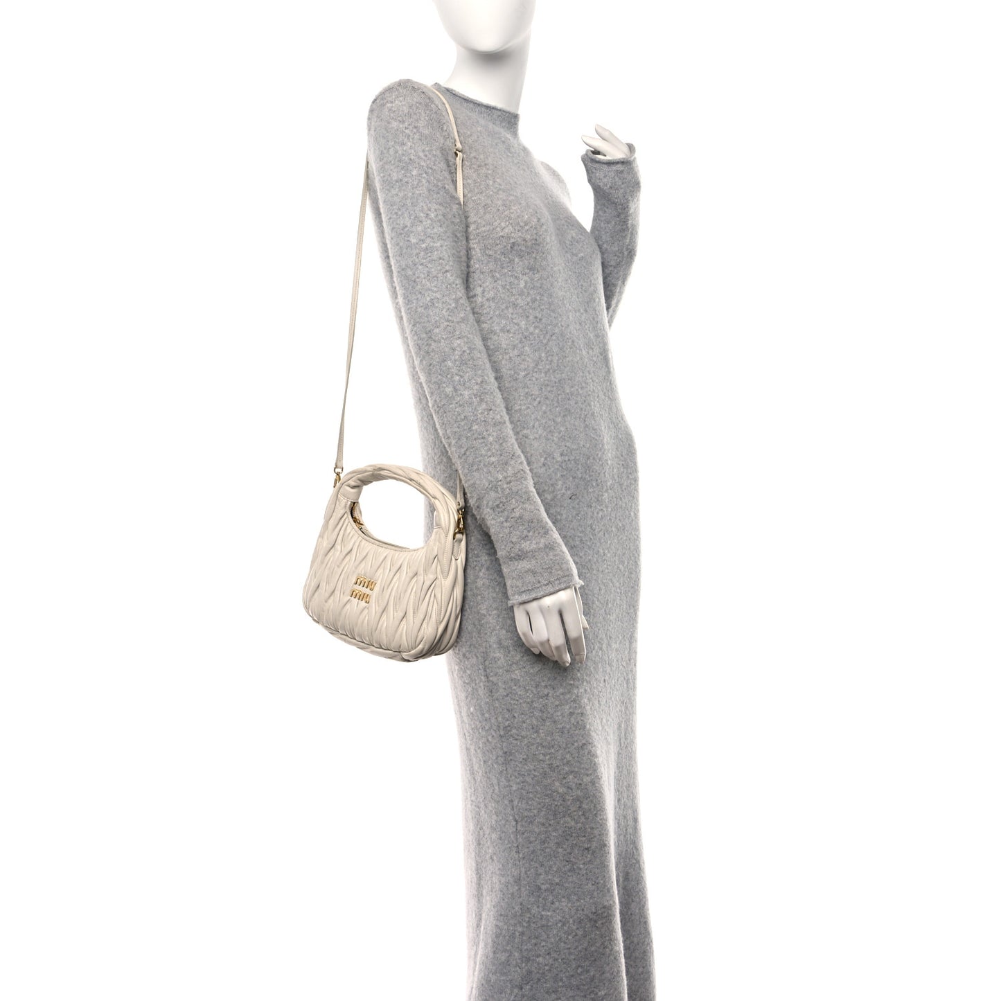 Nappa Matelasse Small Wander Hobo White