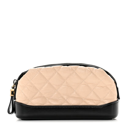 Chanel Aged Calfskin Quilted Gabrielle Classic Pouch Beige Black 1 of 6