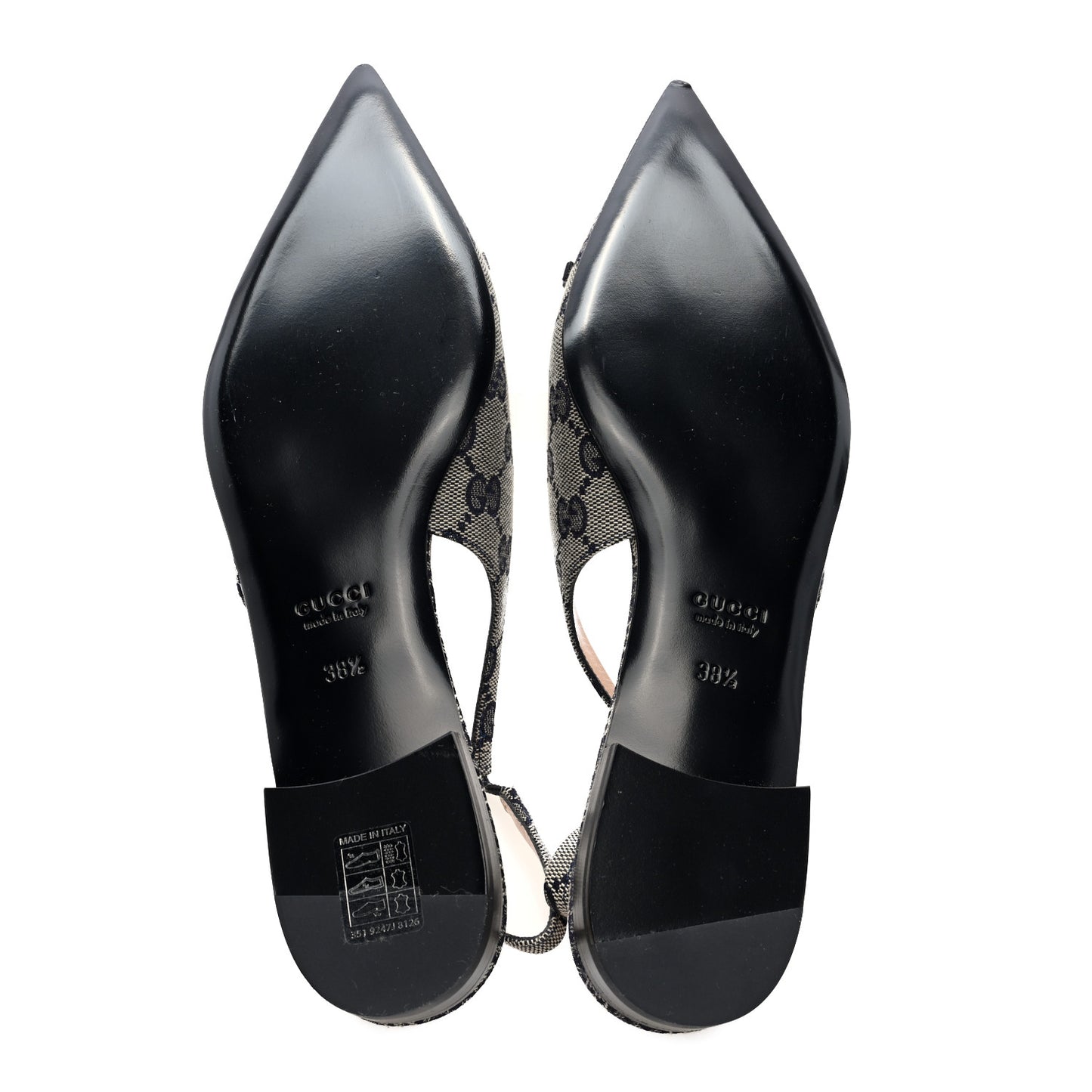 Monogram Horsebit Womens Slingback Ballet Flat 38.5 Beige Blue