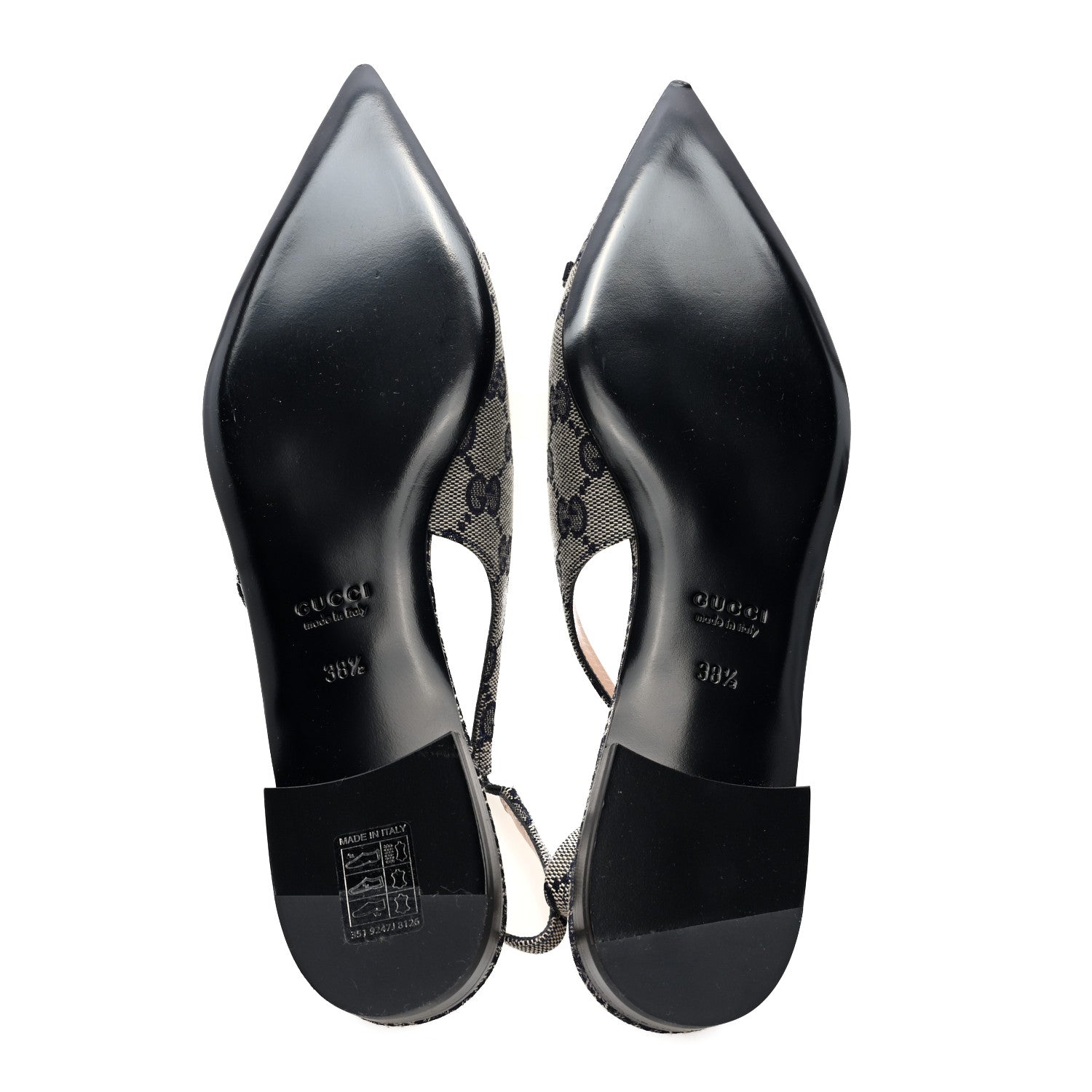 Gucci Monogram Horsebit Womens Slingback Ballet Flat 38.5 Beige Blue 6 of 9