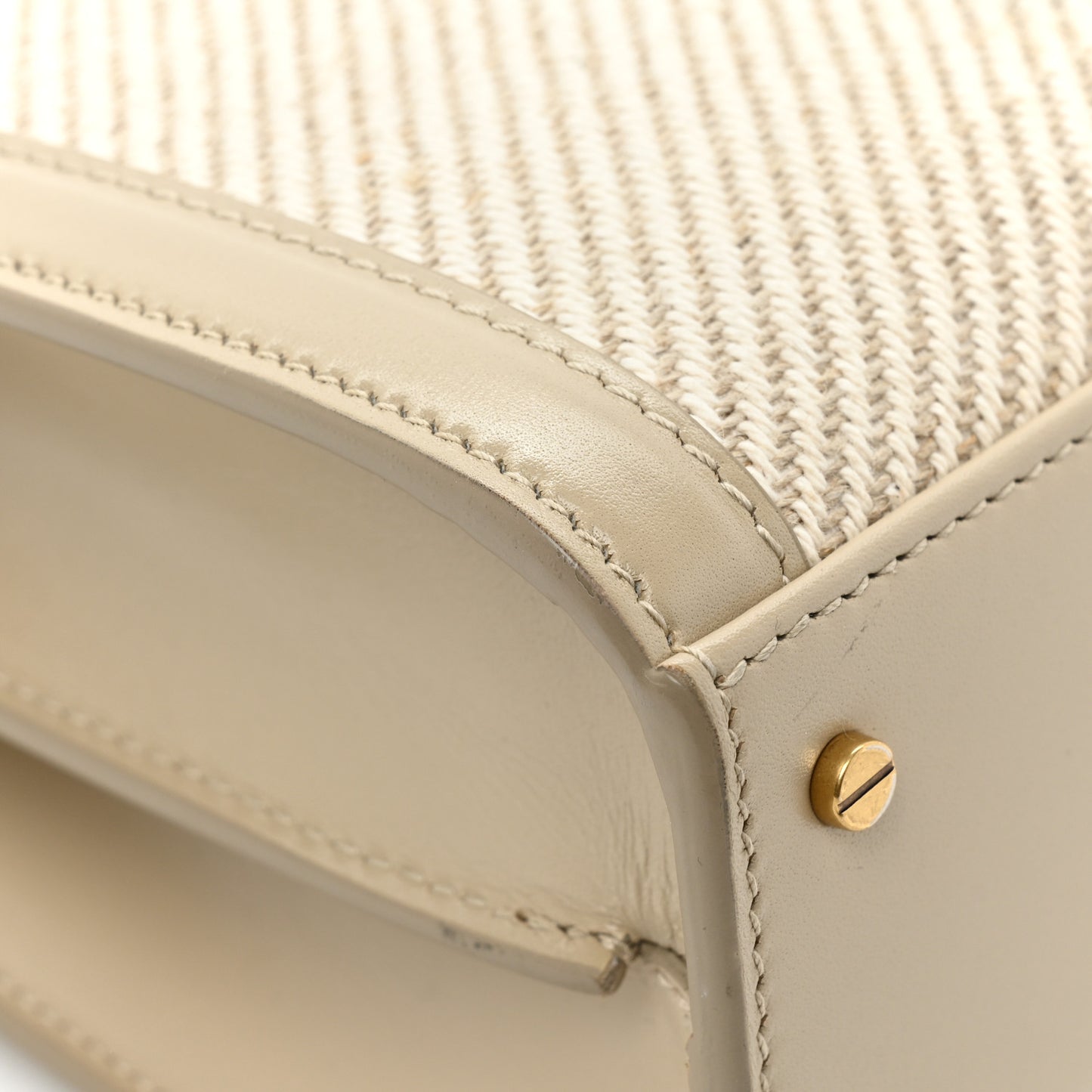 Canvas Calfskin Mini Classic Monogram Cassandra Top Handle Beige Cream