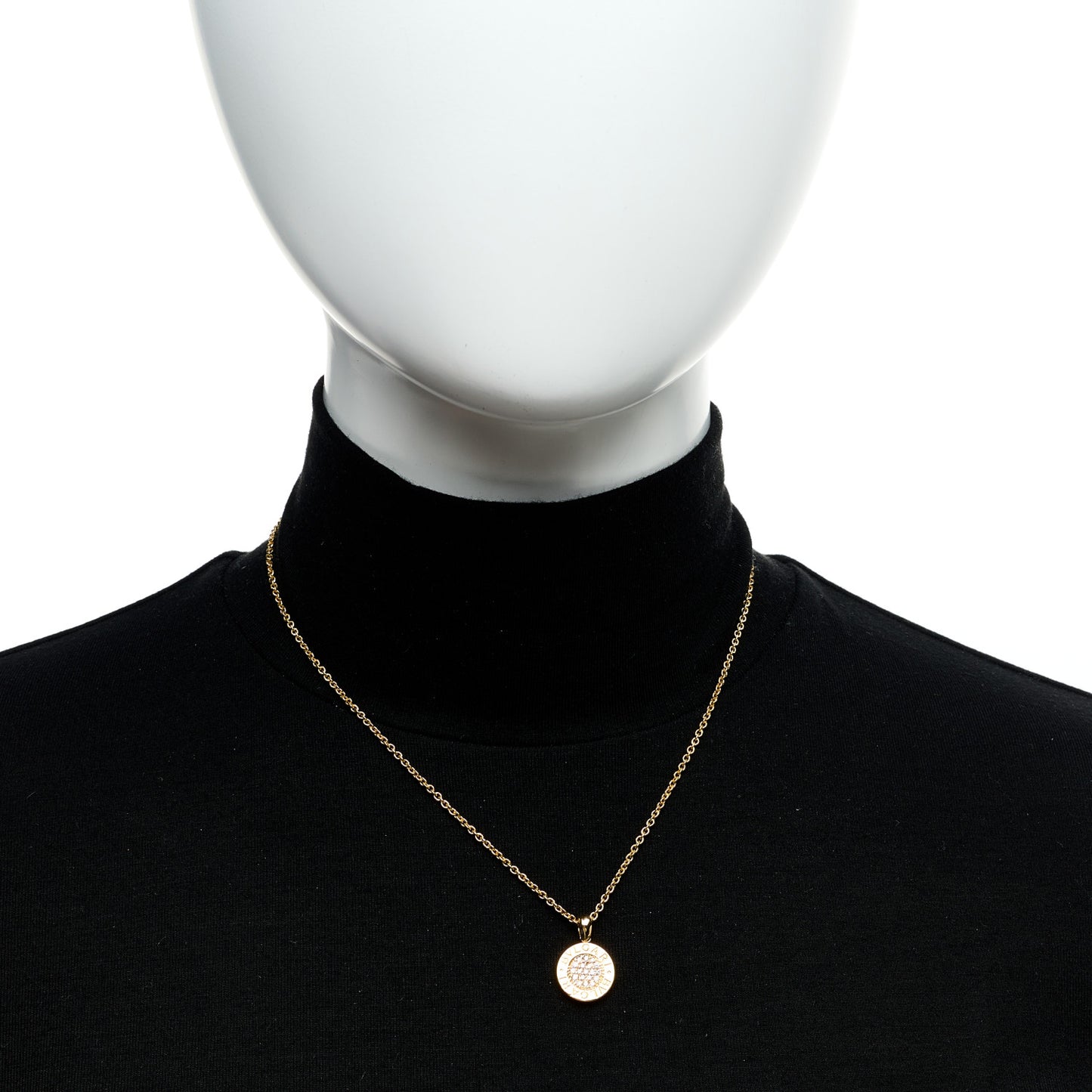 18K Yellow Gold Diamond BVLGARI BVLGARI Pave Pendant Necklace