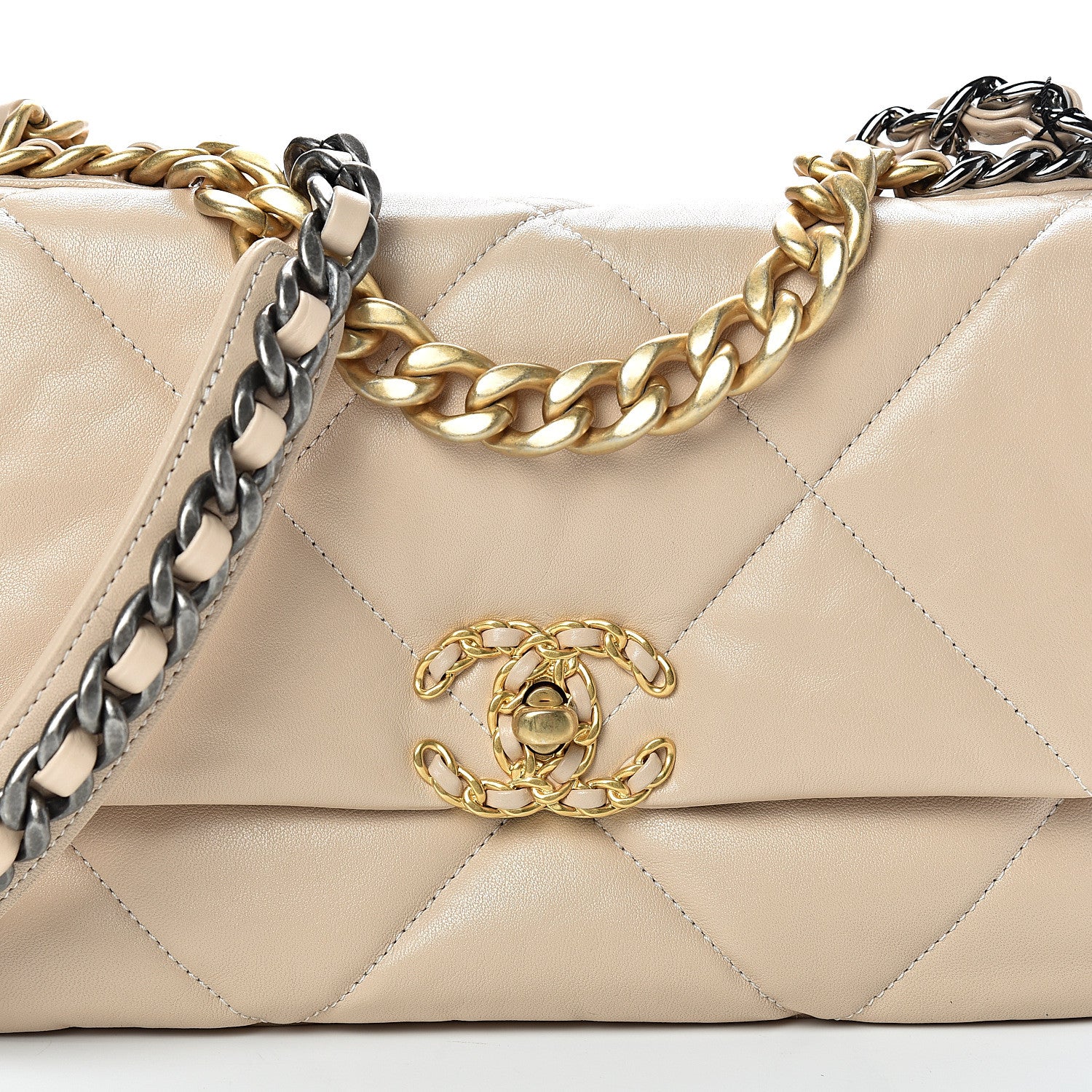 Chanel Lambskin Quilted Medium 19 Flap Light Beige 7 of 10