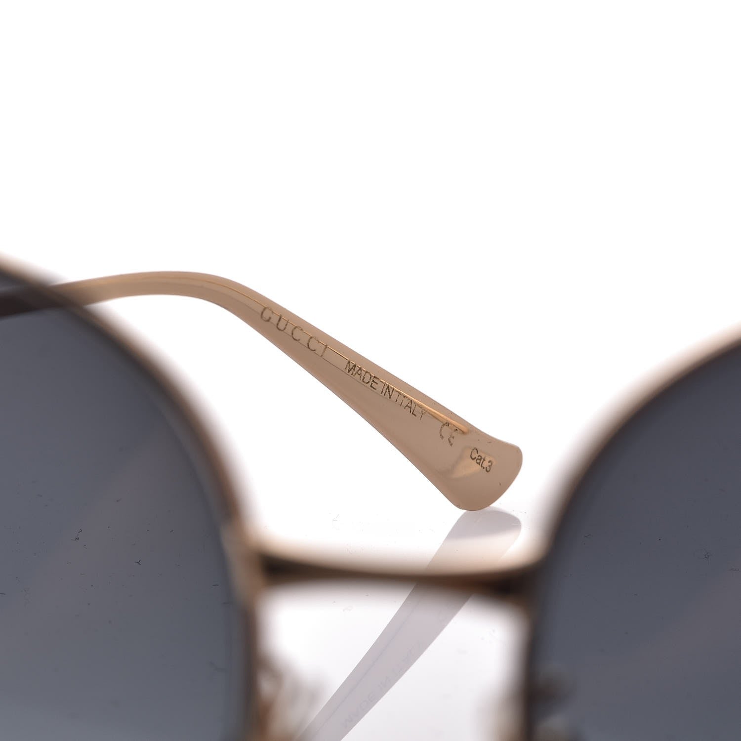 Gucci Metal Oversized Round Frame GG0225S Sunglasses Gold 6 of 8