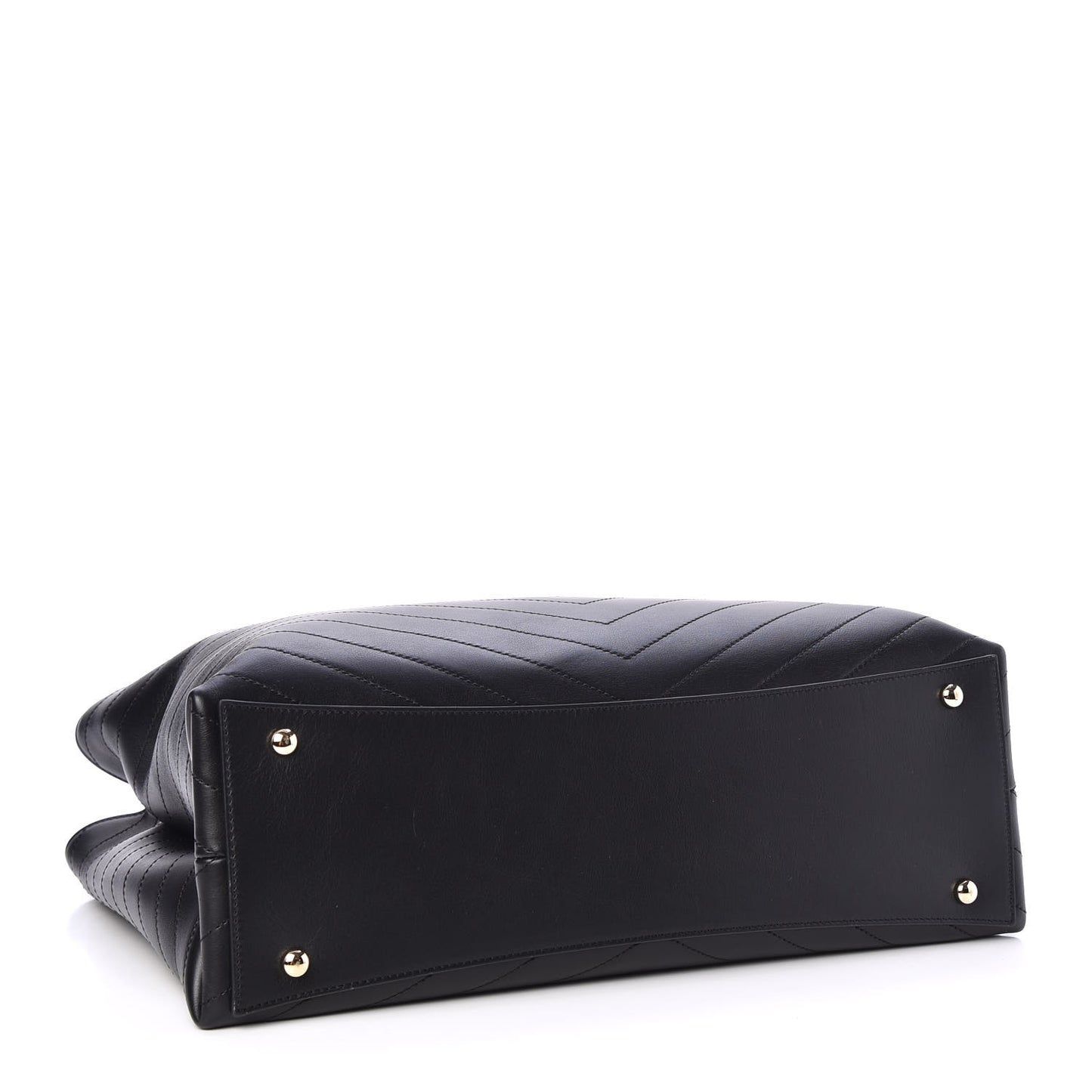 Calfskin Chevron Quilted Large Shopping Tote Black