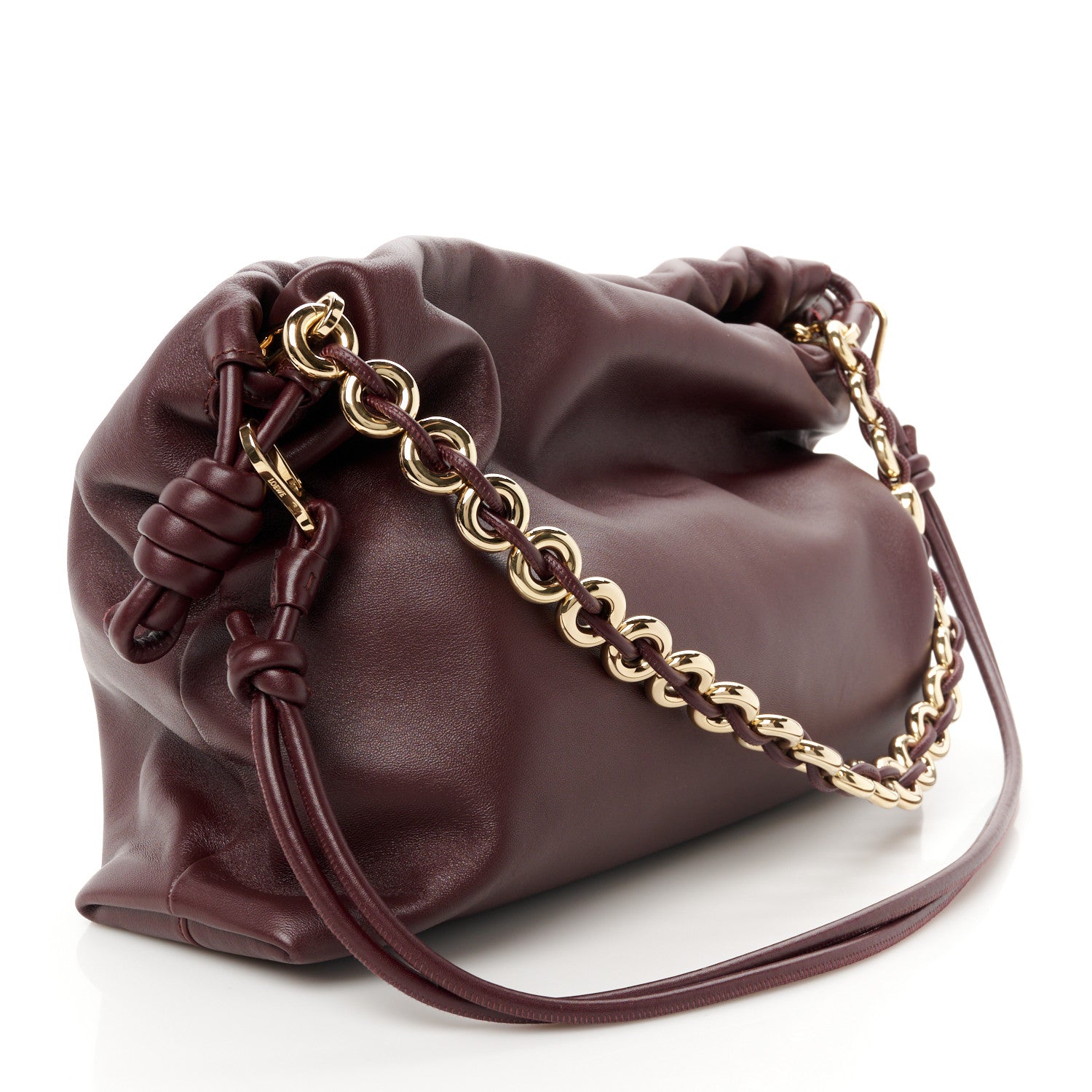 Loewe Mellow Nappa Donut Chain Large Flamenco Knot Clutch Dark Burgundy 3 of 11