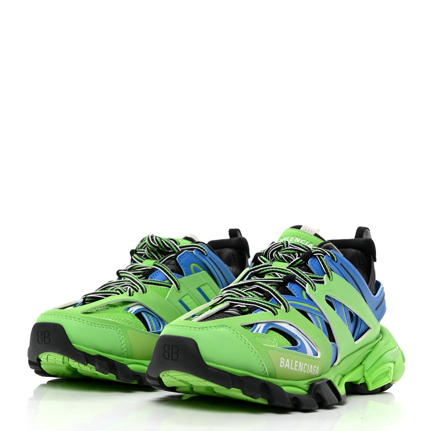Balenciaga Mesh Nylon Metallic Fabric Womens Track Sneakers 37 Blue Green 3 of 9