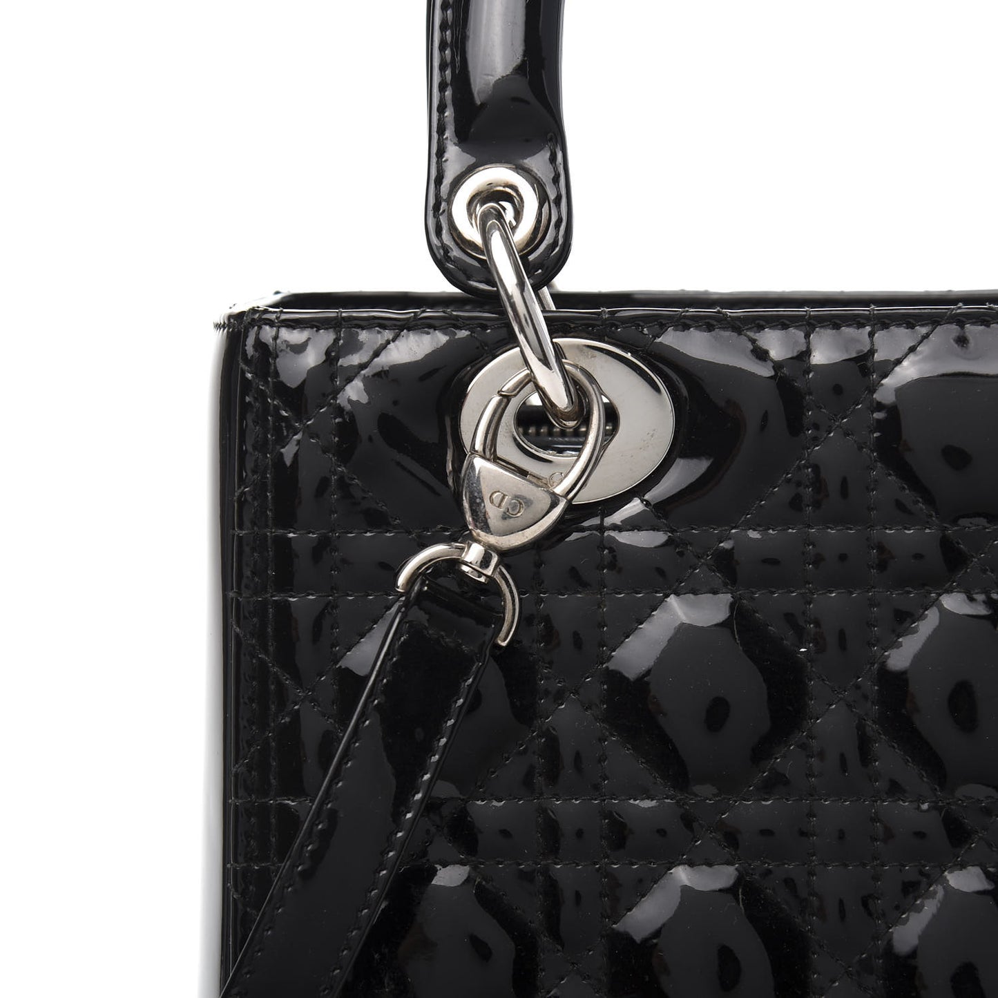 Patent Cannage Medium Lady Dior Black
