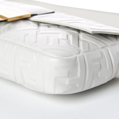Fendi Nappa FF 1974 Embossed Large Baguette White 9 of 9