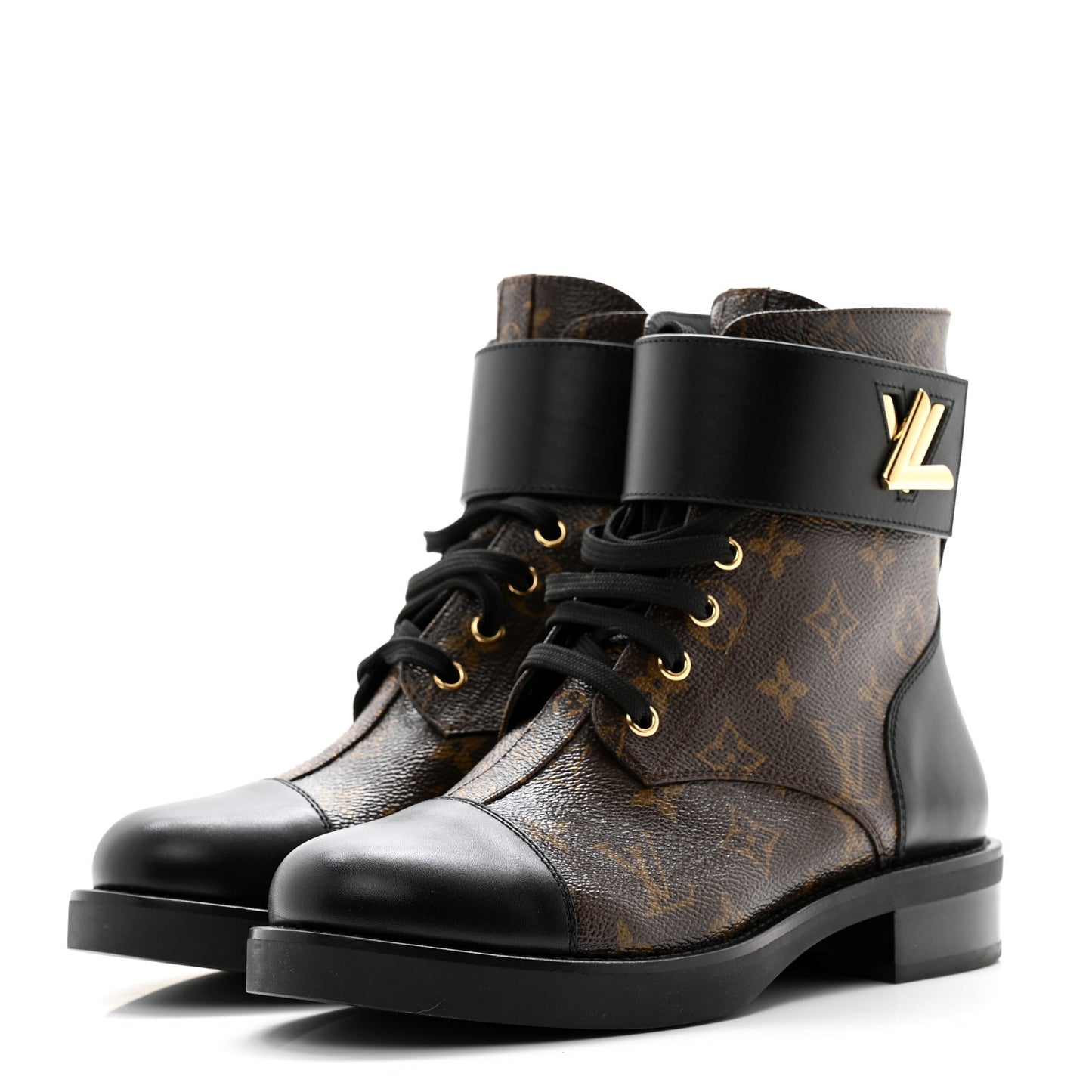 Calfskin Monogram Wonderland Flat Ranger Boots 38 Black