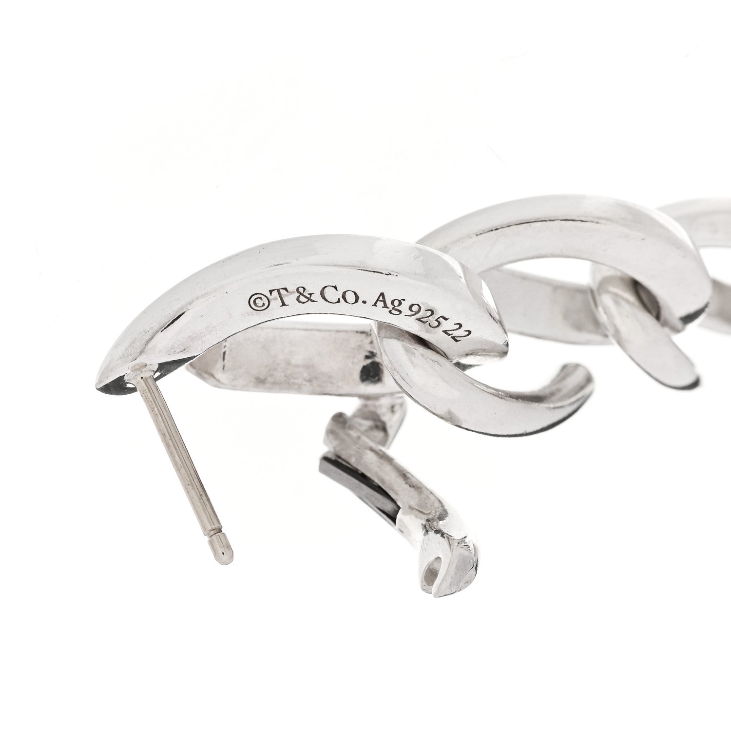 Tiffany Sterling Silver Forge Drop Link Earrings 4 of 5