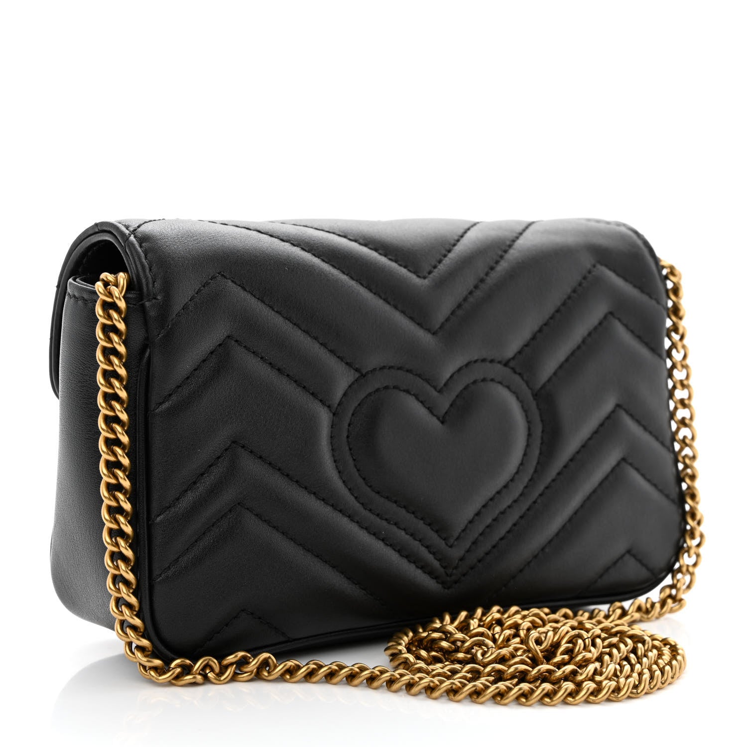 Gucci Calfskin Matelasse Super Mini GG Marmont Shoulder Bag Black 3 of 11