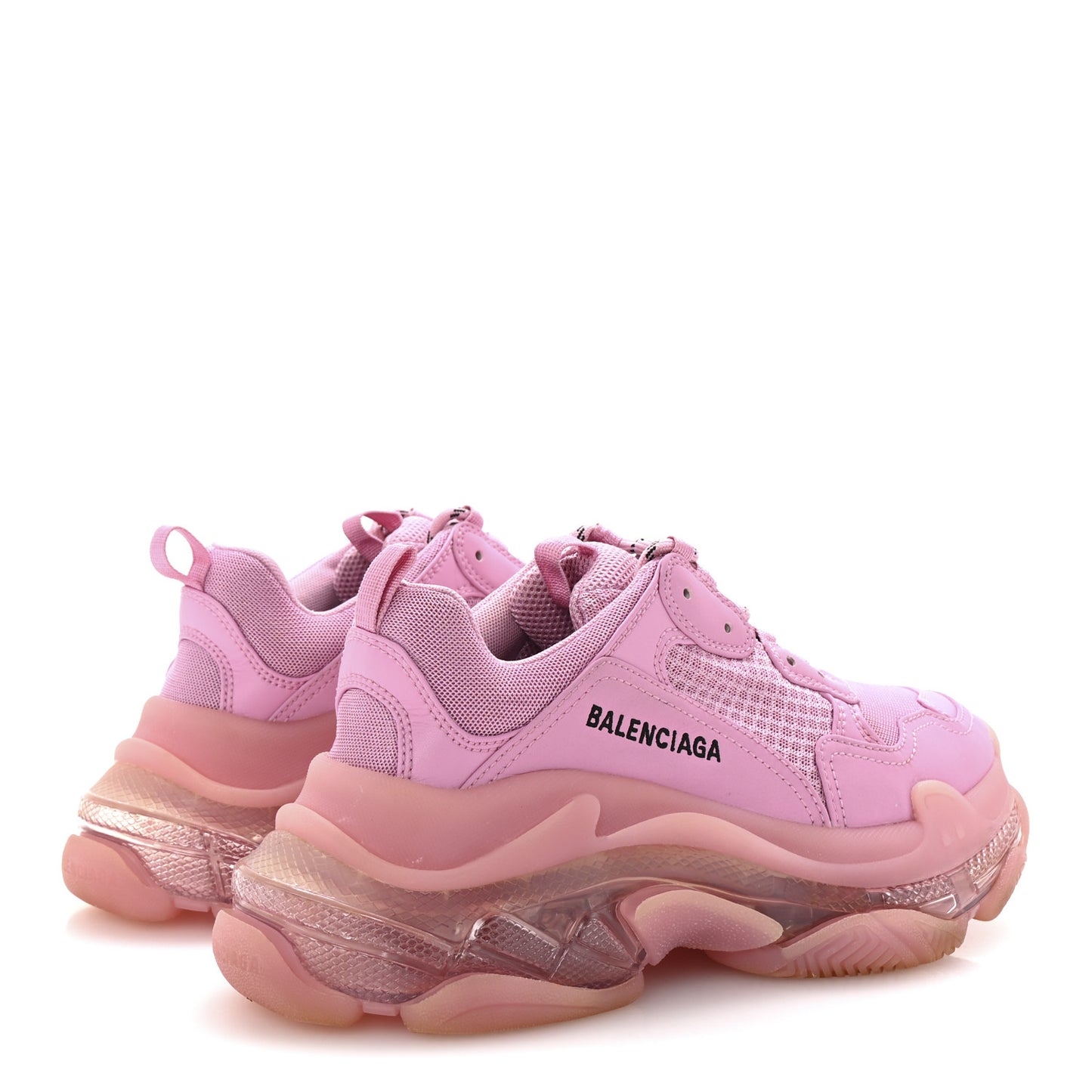 Fabric Mesh Clear Sole Womens Triple S Sneakers 38 Pink
