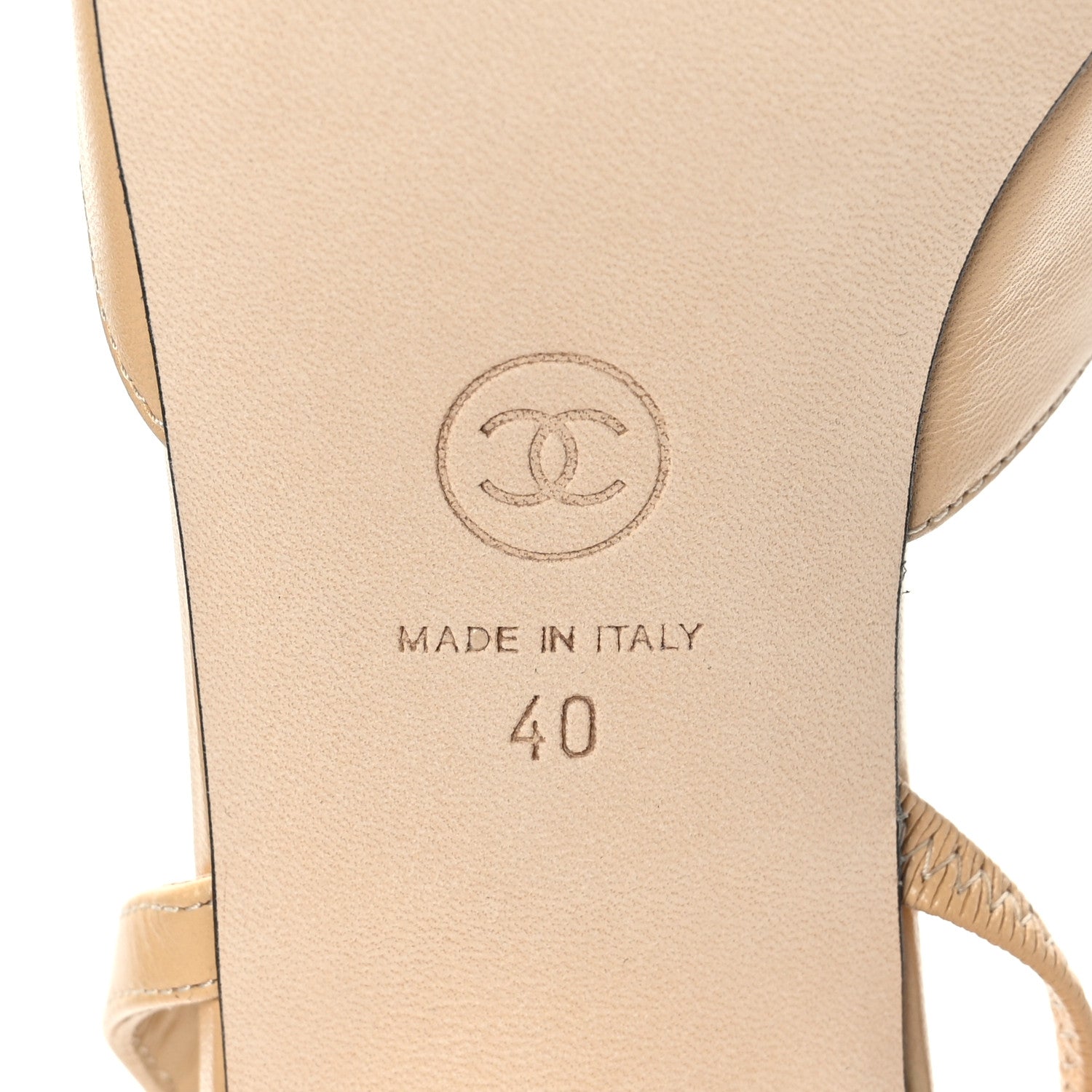 Chanel Goatskin Grosgrain Cap Toe CC Slingback Pumps 40 Beige Black 7 of 7