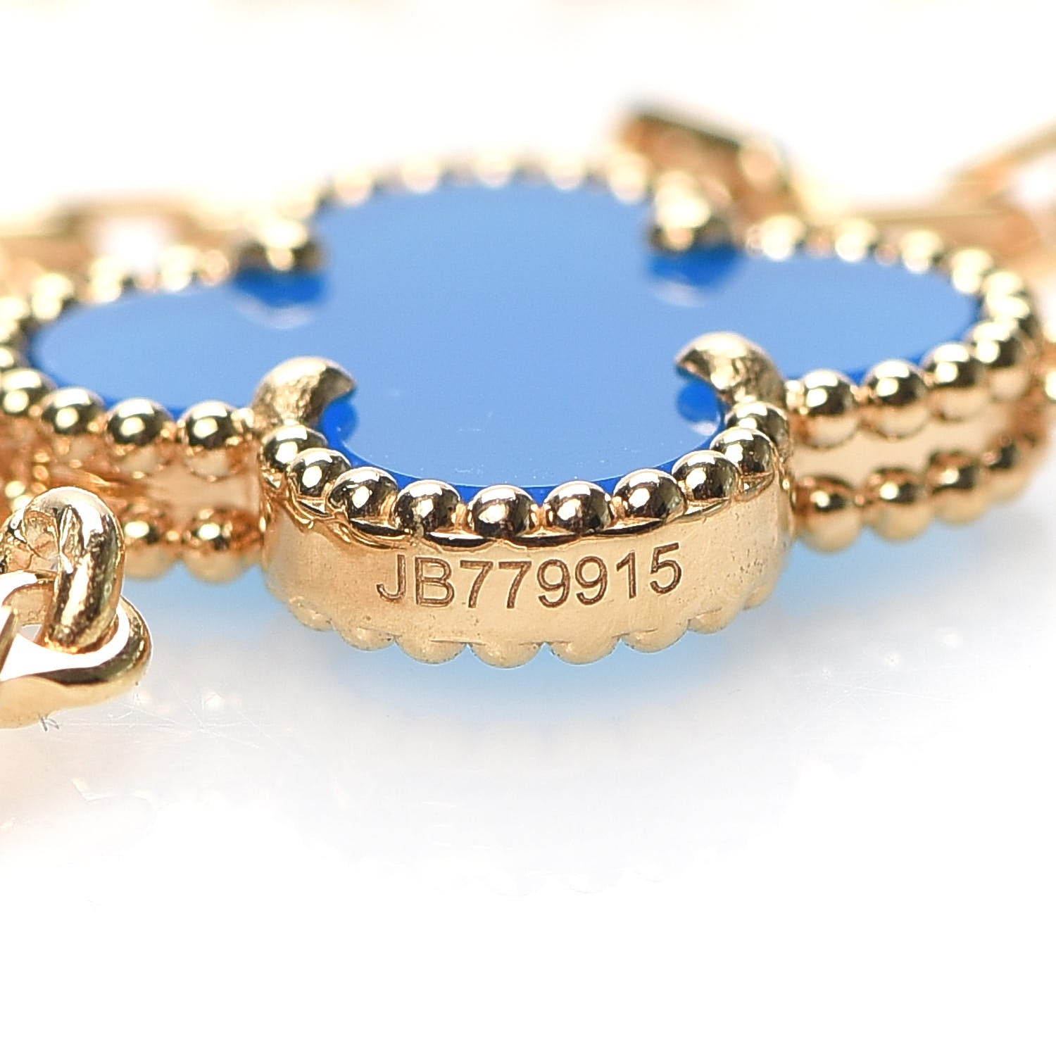 Van Cleef & Arpels 18K Yellow Gold Blue Agate 10 Motifs Vintage Alhambra Necklace 6 of 8