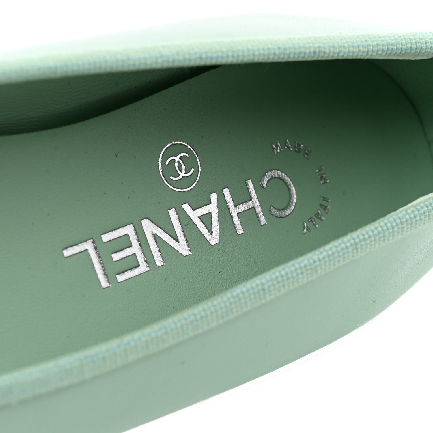 Chanel Lambskin CC Cap Toe Ballerina Flats  36.5 Light Green White 8 of 11