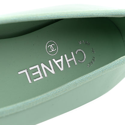 Chanel Lambskin CC Cap Toe Ballerina Flats  36.5 Light Green White 8 of 11