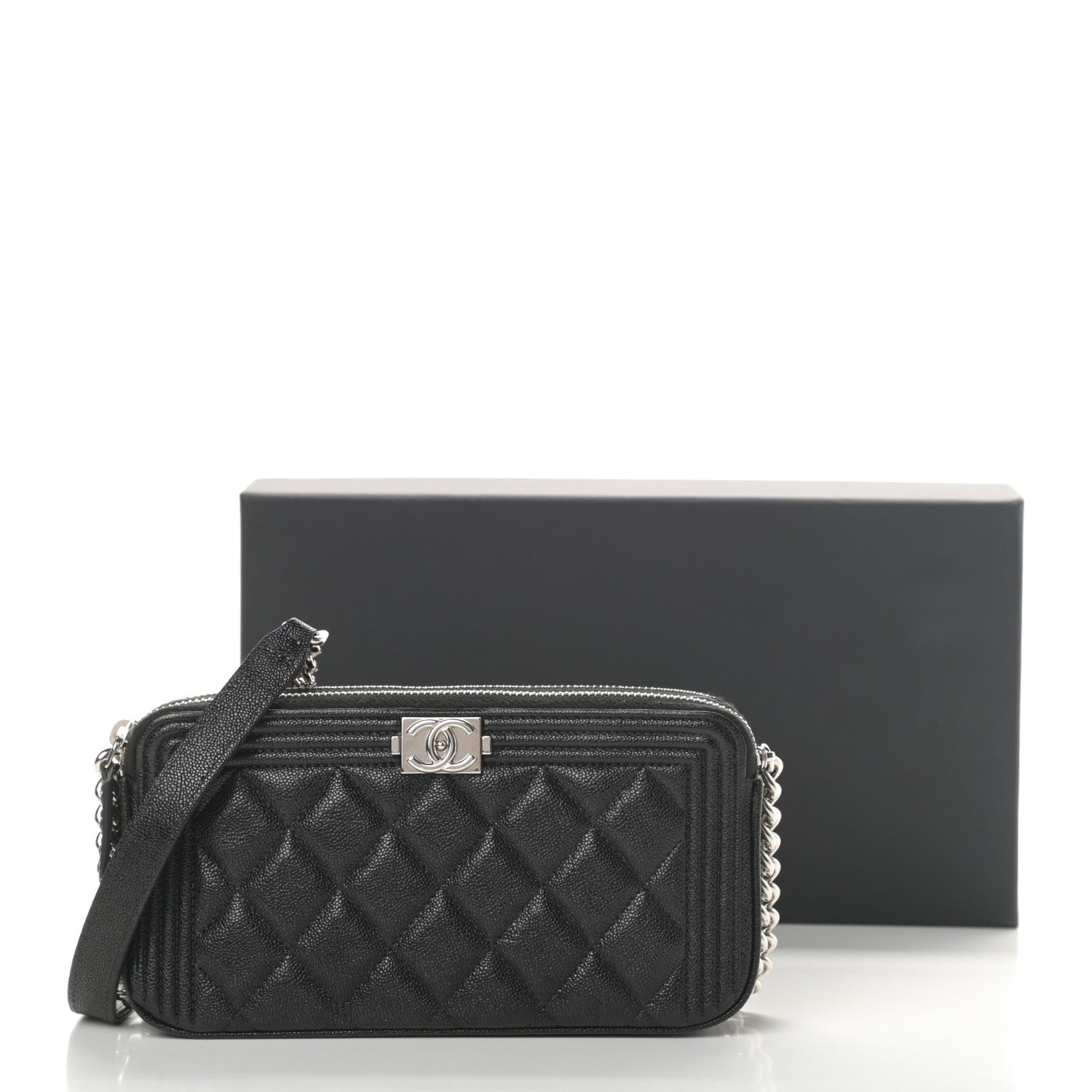 Chanel Caviar Quilted Small Boy Clutch With Chain Black 14 of 14