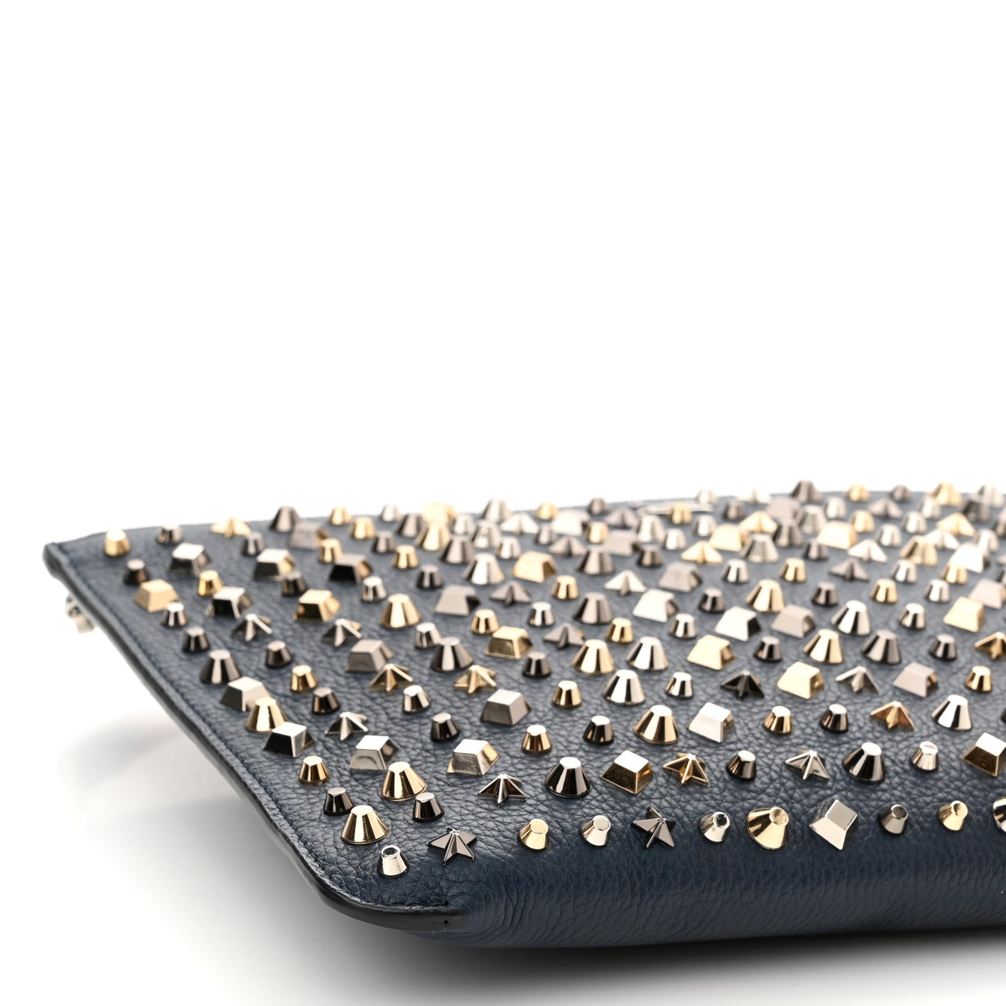 Calfskin Star Studded Loubiclutch Crossbody Clutch Navy